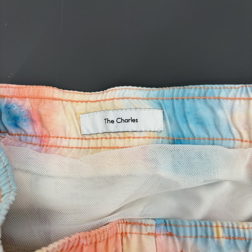 Onia The Charles Swim Trunks Men's M Pastel Tie Dye Liner Zip Pocket 5" Inseam‎ - Picture 5 of 11